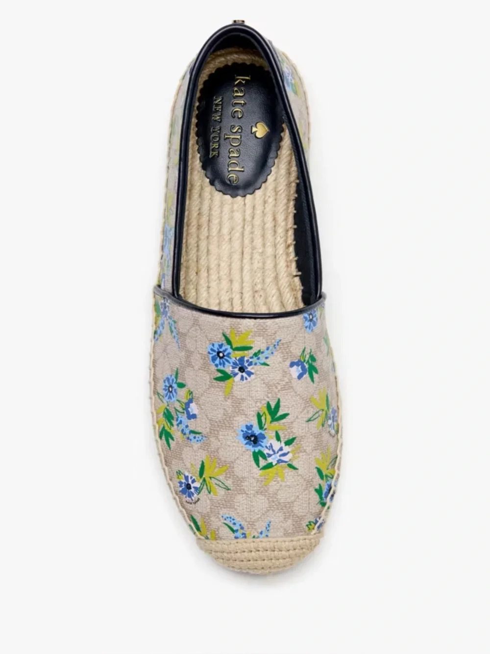 NWT Kate Spade Gwen Espadrilles Flats Coated Canvas Floral Beige Size 9